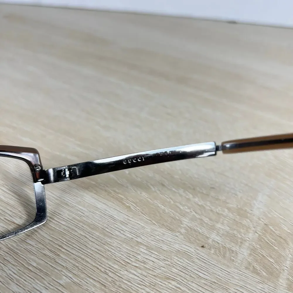 RARE! Gucci GG1723/S 6Y8 Sunglasses FRAMES ONLY Silver Metal Brown 58-14-125